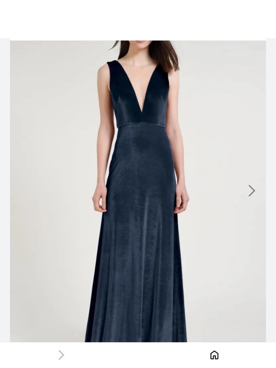 Jenny Yoo Dresses & Skirts - Jenny Yoo Dress V-Neck Navy Velvet Evening Gown 12